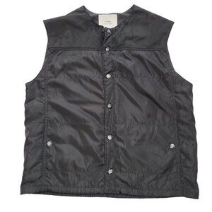 STAMPD Puffer Vest Black Collarless Logo Snaps Pockets Drawstring Waist Medium